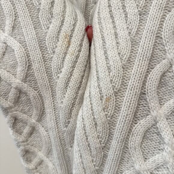 AQUA Cashmere Cable Knit Sweater XS Heathered Grey White - Picture 6 of 8